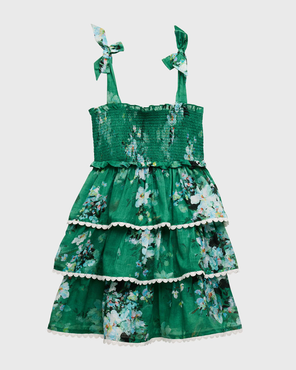 Girl's Everley Floral-Print Smocked Dress, Size 1-12